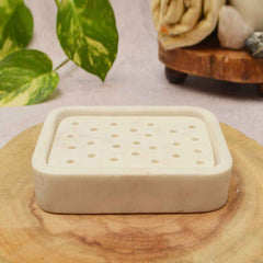 Handcrafted White Marble Soap Dish Rectangular Drainage Tray for Bathroom & Kitchen For Usa
