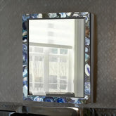 Contemporary Wall Mirror Framed with Blue Agate Gemstones – Luxe Rectangular Accent Piece