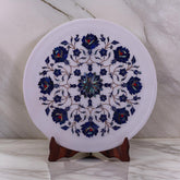 Buy Handcrafted White Marble Inlay Tabletop Luxurious Floral Pietra Dura Design