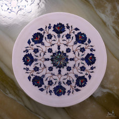 Buy Handcrafted White Marble Inlay Tabletop Luxurious Floral Pietra Dura Design
