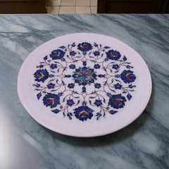 Buy Handcrafted White Marble Inlay Tabletop Luxurious Floral Pietra Dura Design