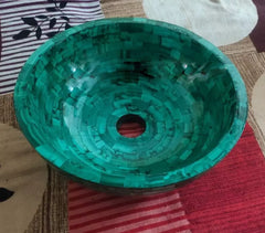 Luxurious Handcrafted Malachite Stone Vessel Sink – Opulent Mosaic Washbasin USA