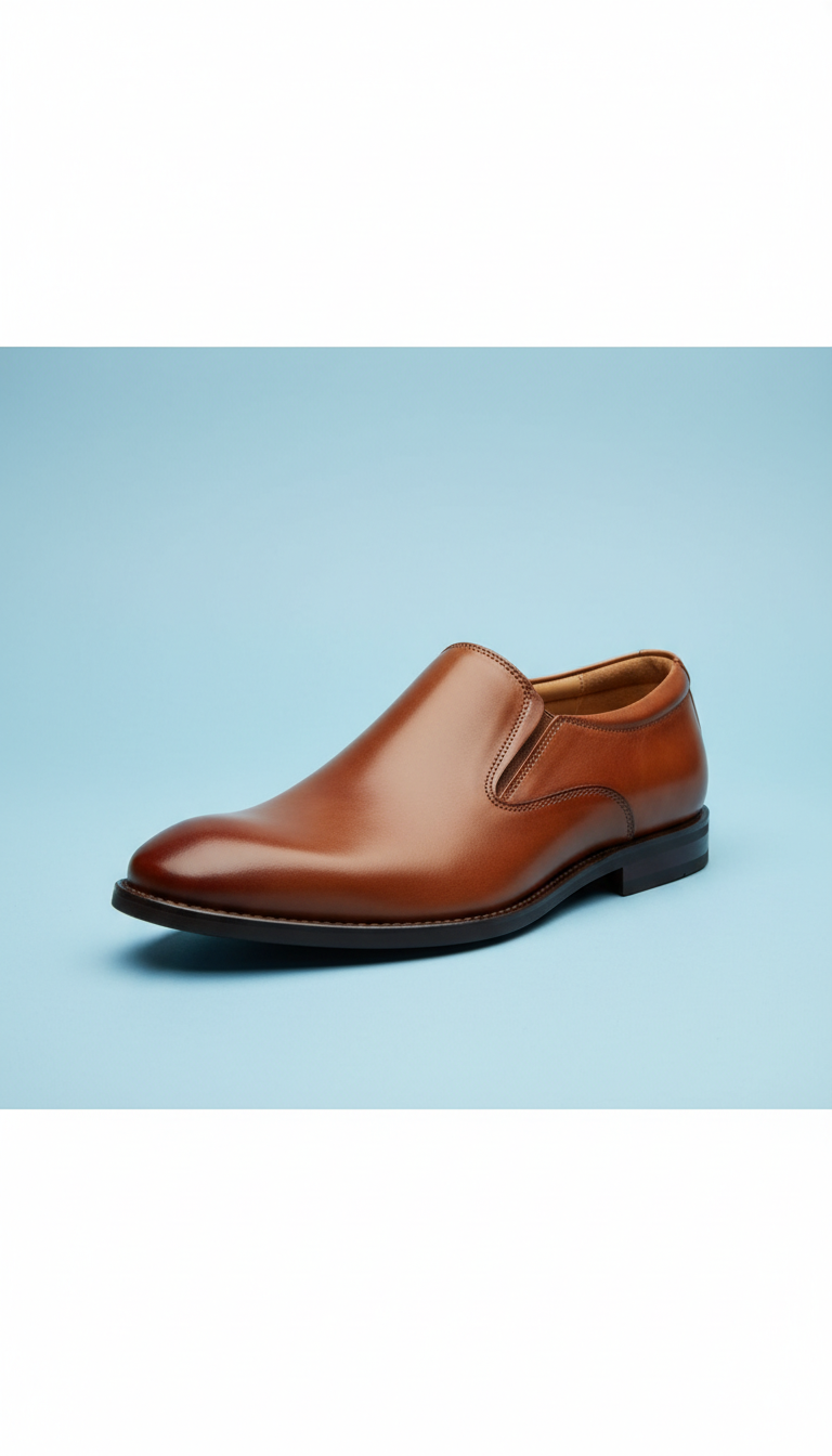 Charcoal Leather Slip On Shoes