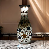 Elegant Pink Marble Vase with Floral Inlay – Handcrafted Home Décor Masterpiece