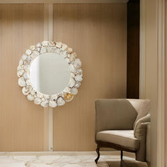 Natural White Agate Slice Mirror – Handmade Round Wall Accent