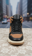 Charcoal Black High Top Leather Sneakers