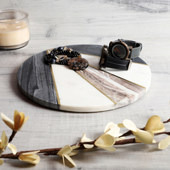 Luxury Geometric Marble Serving Board Elegant Round Cheese & Snack Platter