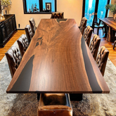 Grand Black Epoxy River Conference Table Live Edge Walnut Luxury Statement Piece For Office and Home Use