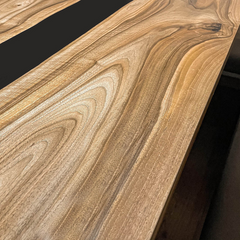 Natural Edge Walnut Dining Table with Black Epoxy Center Contemporary Craftsmanship