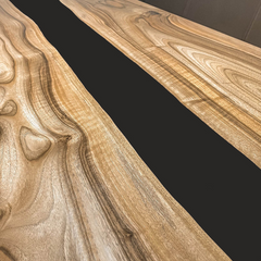Natural Edge Walnut Dining Table with Black Epoxy Center Contemporary Craftsmanship