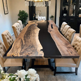 Luxury Black Walnut Epoxy River Conference Table Live Edge Design for Boardroom or Dining