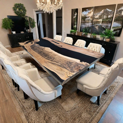 Luxury Black Walnut Epoxy River Conference Table Live Edge Design for Boardroom or Dining