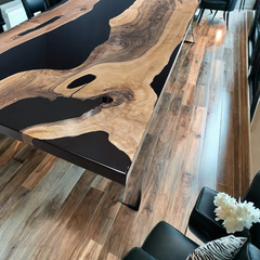 Luxury Black Walnut Epoxy River Conference Table Live Edge Design for Boardroom or Dining