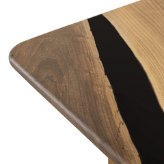 Modern Black Walnut Epoxy River Dining Table Triple Stream Design for Elegant Gatherings