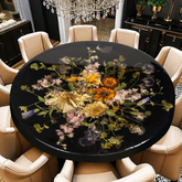 Round Epoxy Resin Dining Table with Real Dried Floral Inlay Elegant Botanical Art Centerpiece