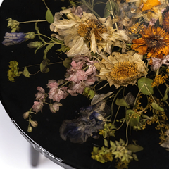 Round Epoxy Resin Dining Table with Real Dried Floral Inlay Elegant Botanical Art Centerpiece