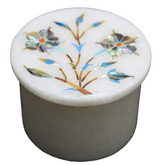 Handmade Natural Paua Shell Inlaid White Marble Trinket Box