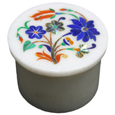 Antique-Style White Marble Jewelry Box with Marquetry Inlay – Elegant Storage USA