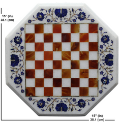 Jasper Stone Inlay Marble Chess Set With Wooden Furniture