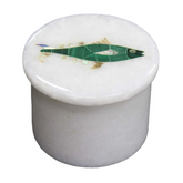 Natura Handmade White Trinket Box Inlay Fish Design For Ring Storage Sell In Usa