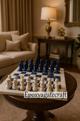 Lapis Lazuli Marble Chess Set – Handcrafted Luxury Board