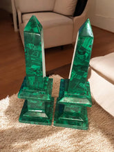 Malachite Obelisk Tower Handcrafted Decorative Green Stone Sculpture for Luxury Interiors & Spiritual Harmony