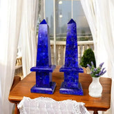 Lapis Lazuli Obelisk Tower Handcrafted Decorative Stone Sculpture for Energy & Elegance