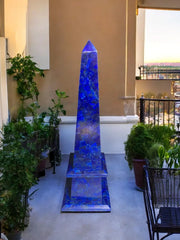 Lapis Lazuli Obelisk Tower Handcrafted Decorative Stone Sculpture for Energy & Elegance