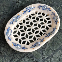 Luxury Marble Inlay Soap Dish – Handmade Floral Bathroom Accessory | Premium Marble Vanity Tray | Made for USA Home