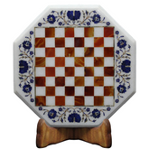 Jasper Stone Inlay Marble Chess Set With Wooden Furniture