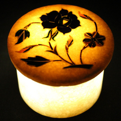 Natural Beige Pink Marble Trinket Box with Marquetry Art Inlay – Handmade in USA