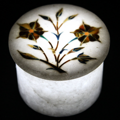 Handmade Natural Paua Shell Inlaid White Marble Trinket Box