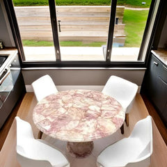 Round Rose Agate Epoxy Dining Table – Elegant Handmade Centerpiece