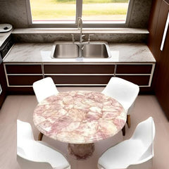 Round Rose Agate Epoxy Dining Table – Elegant Handmade Centerpiece