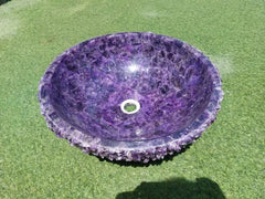 Luxury Amethyst Crystal Vessel Sink – Natural Purple Gemstone Bathroom Basin