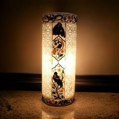 Handcrafted White Marble Lattice Vase with Intricate Inlay Artwork – Exotic Animal & Floral Design