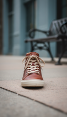 Brown Leather High Top Sneakers
