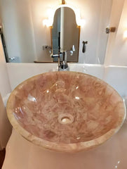 Lavabo en mosaïque d'agate bleue ronde naturelle avec détails dorés pour meubles de salle de bain (copie)