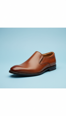 Charcoal Leather Slip On Shoes