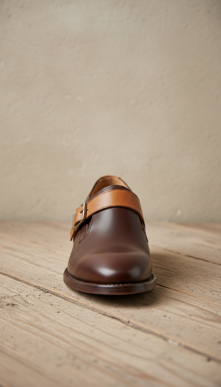 Espresso Heel Monk Strap Shoe