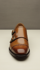 Antique Brass Buckle Monk Strap Dress Shoes