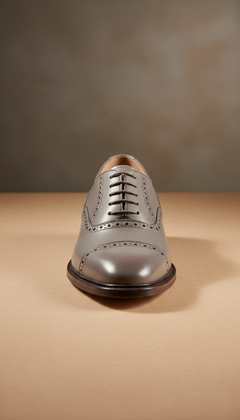 Ash Gray Leather Oxford Shoe