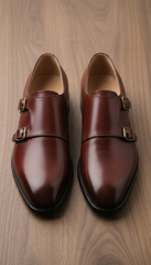 Cordovan Double Monk Strap Shoes