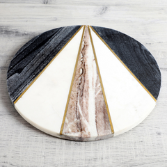 Luxury Geometric Marble Serving Board  Elegant Round Cheese & Snack Platter