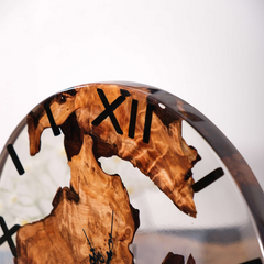 Handcrafted Epoxy Resin Wall Clock with Live Edge Cunninghamia Wood  Modern Rustic Decor