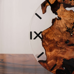 Handcrafted Epoxy Resin Wall Clock with Live Edge Cunninghamia Wood  Modern Rustic Decor