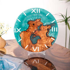 Table de rivière en résine époxy faite à la main avec un motif de vague turquoise, parfaite pour les maisons modernes