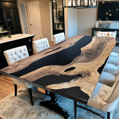 Luxury Black Walnut Epoxy River Conference Table  Live Edge Design for Boardroom or Dining