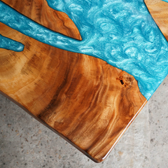 Luxury Blue Epoxy River Table  Custom Live Edge Walnut Dining Table