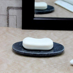 Handcrafted Black Marble Soap Dish Oval Stone Tray for Bathroom & Vanit USA Seller